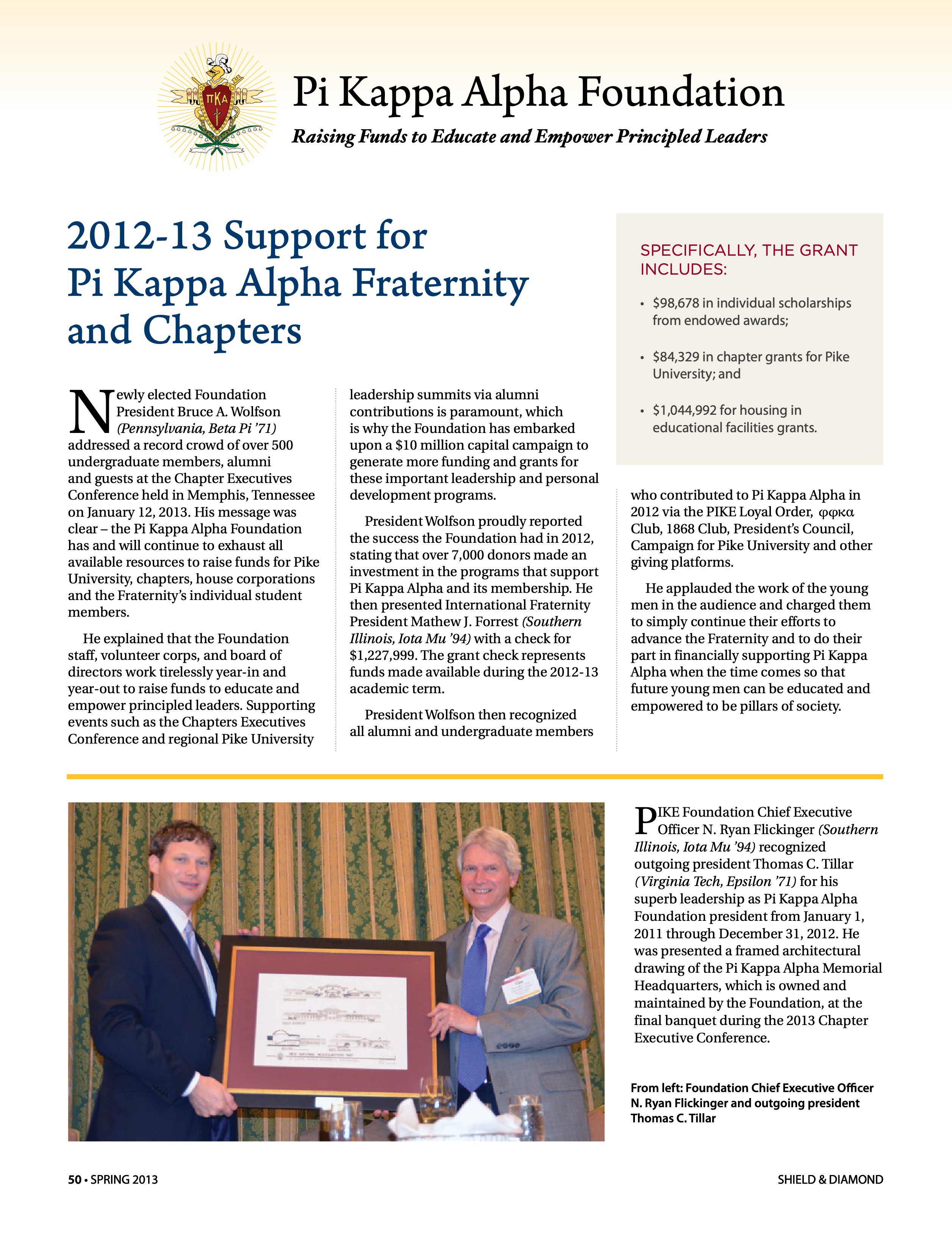 Pi Kappa Alpha Foundation, Spring 2013